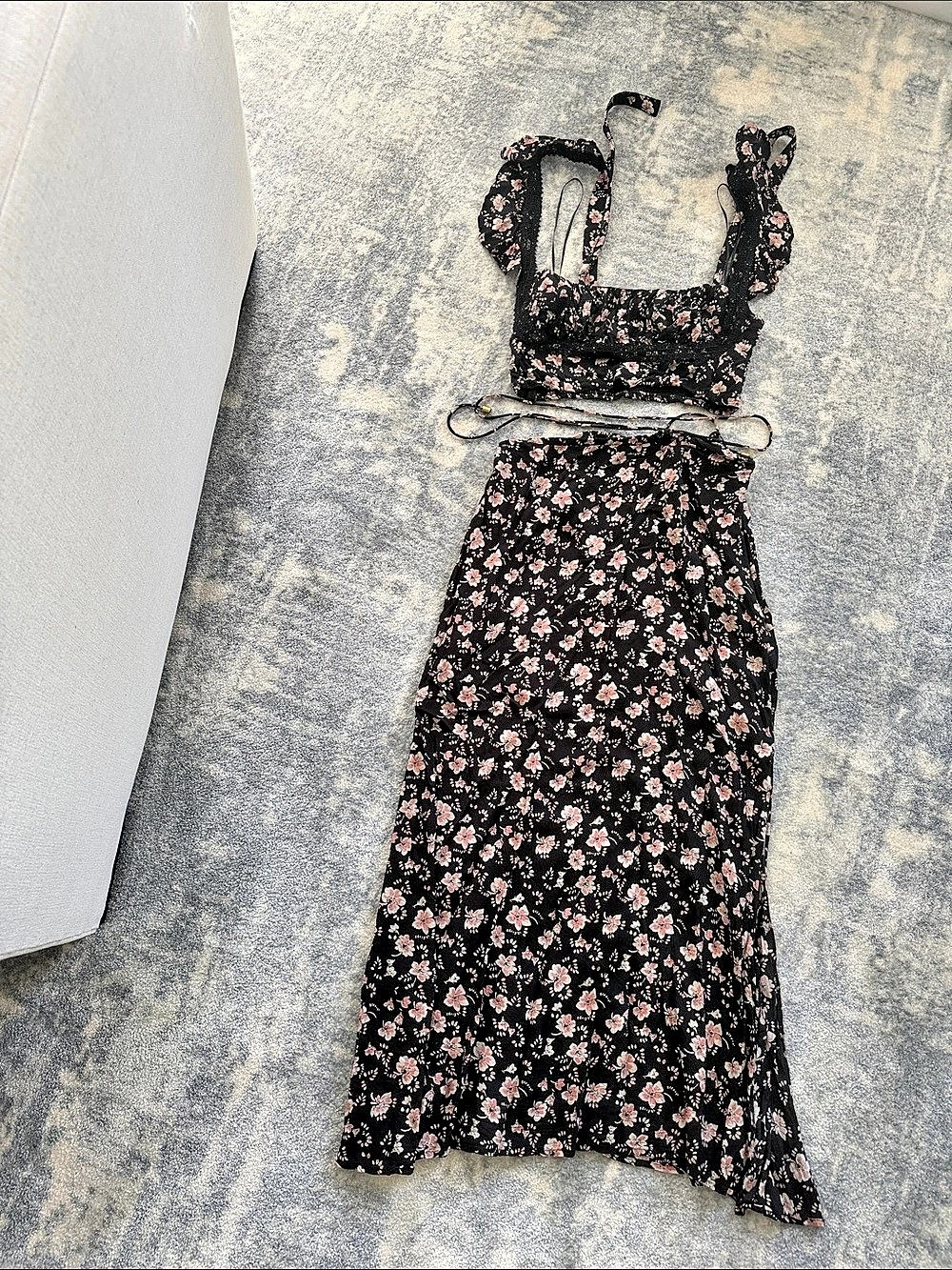 Free People Sundown Set Floral Maxi Skirt and Top